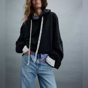 NWT Free People We The Free We Hoodie Oversized Black Sz Medium